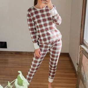 GAP Body Plaid Waffle Knit Pajama Set Size S